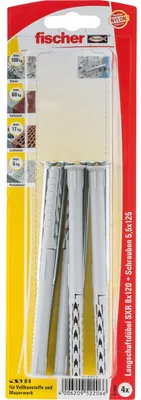 Produktbild von fischer Langschaftdübel SXR 8x120 Z K, Dübel, (4 Stück, mit Schraube)