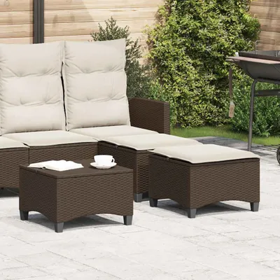 Produktbild von "im Angebot" Gartenhocker mit Kissen 2 Stk. - möbel für den Garten - Braun 55x55x36 cm Poly Rattan - Gartenhocker CC18690