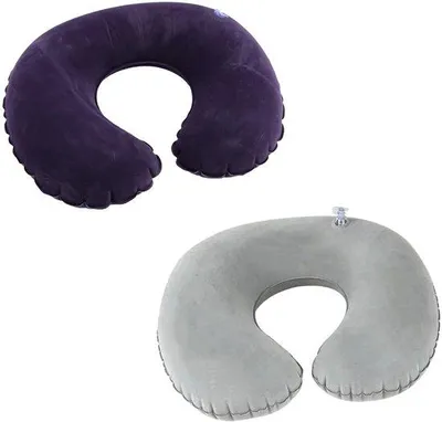 Produktbild von Unyqoos® aufblasbares ergonomisches Reisekissen-Set (U-Form) mit Schlafmaske, Ohrstöpseln und waschbarem Bezug – kompakt & schnell aufblasbar