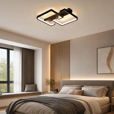 Produktbild von ZMH Deckenlampe LED 35W Schwarze Wohnzimmerlampe dimmbar mit Fernbedienung Modern Design Schlafzimmerlampe