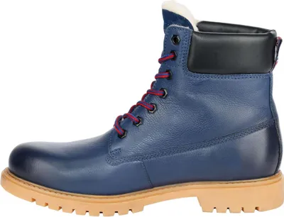 Zdjęcie produktu dla Nebulus Skórzane buty zimowe HIBO dla mężczyzn z wełną merynosową, ciepłe buty z wełną merynosową, skórzane buty, P4875 – dla mężczyzn, niebieskie, 44