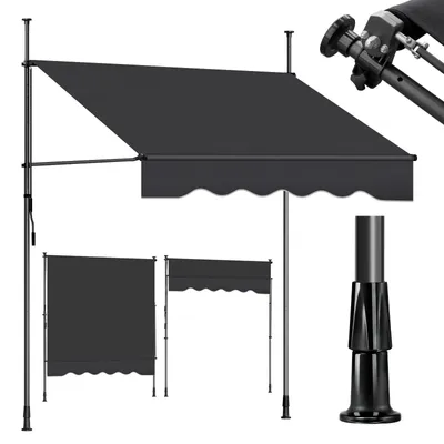 Produktbild von Klemmmarkise Markise für balkon mit Kurbel Sonnenschutz ohne Bohren UV-beständig B x H: 300 x 212-310 cm, Dunkelgrau