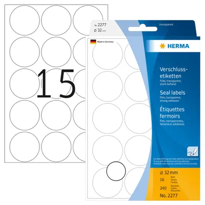 Produktbild von HERMA Verschlussetik. transp. 32 mm extrem haftend 240 St.