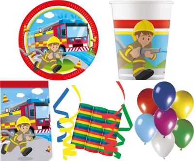 Produktbild von 149-tlg. Set Kindergeburtstag Party Feier Fete Deko Motto Feuerwehr
