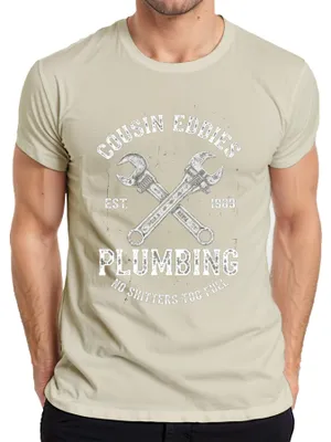 Immagine prodotto di Maglietta da uomo Cousin Eddies Plumbing No Shitters Plumber Beautiful Weighting, Nature, M