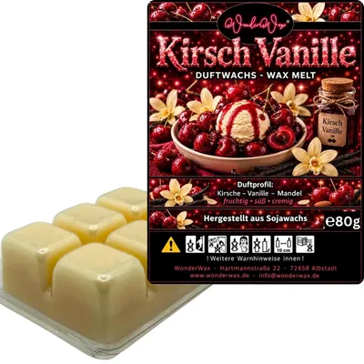 Produktbild von WonderWax Duftwachs Wax Melts für Duftlampe, 6 Würfel Duftmelt Wachsmelt Sojawachs Duftwachs Würfel für Raumdüfte, Wachs Duftöl Winter Indoor Schmelzen für Aromalampe Kirsch Vanille