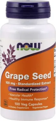 Produktbild von NOW Foods Nahrungsergänzungsmittel Grape Seed 100 MG, BI4135