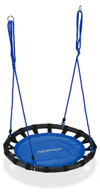 Produktbild von Relaxdays Nestschaukel, runde Hängeschaukel, für Kinder & Erwachsene, verstellbar, draußen, Ø: 80 cm, bis 100 kg, blau
