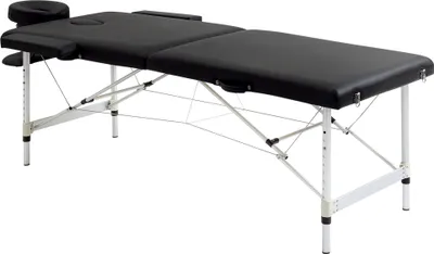 Produktbild von Massageliege,2ZonenklappbarerMassagetischmitKunstleder,Kopfstütze,Armlehnen,Tasche,höhenverstellbareMassagebank90cmBreitbis225kgbelastbar,Schwarz