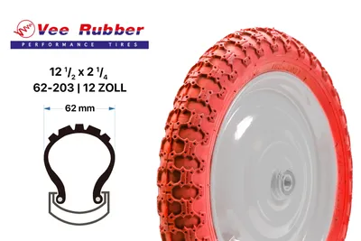 Produktbild von 12 Zoll  Fahrrad Reifen 12.5x2 1/4 Kinder Wagen Roller 62-203 Rot