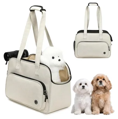 Produktbild von Hundetransporttasche für kleine Hunde und Katzen, atmungsaktiv, Oxford-Stoff, mit Taschen, für Reisen