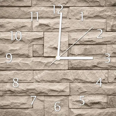 Produktbild von Wallario Design Wanduhr Steinwand grau-braun aus Echtglas, Größe 30 x 30 cm