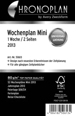 Produktbild von Wochenplan Mini Jahr 2013 1 Woche 2 Seiten