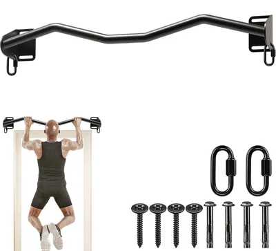 Productafbeelding van Optrekstang deurkozijn - Plafondmontage - Zwart - Tot 200 kg - Voor thuis en fitness