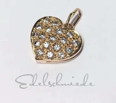 Produktbild von romantischer Herzanhänger in 585/- Rotgold mit Zirkonia