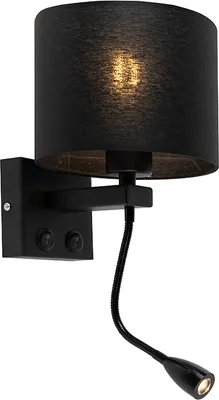Produktbild von Moderne Wandleuchte Schwarz mit Schwarzem Schirm Brescia