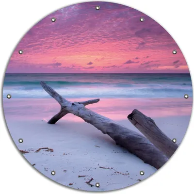 Produktbild von Wallario rundes Outdoor-Poster für Garten oder Balkon, Motiv Abendhimmel bei Sonnenuntergang, 90 cm Durchmesser