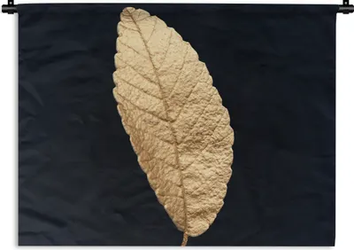 Produktbild von MuchoWow® Wandteppich Wandbehang Schwarz und Gold - Blätter - Schwarz - Pflanzen - Luxus 120x90 cm Tapisserie Dekoration Wandtuch - Wohnen - Aufhänger für die Wand