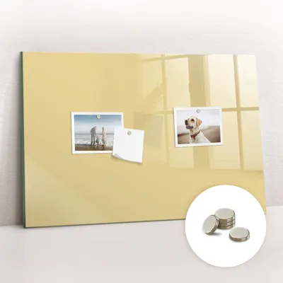 Obrázek produktu pro Magnetická Tabule na Zeď Skleněná - Memo Board Kleněnou Přední Stranou - 5 magnetů v balení - 60x40 cm - Krémová barva