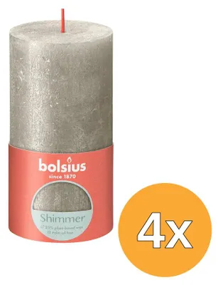 Productafbeelding van 4x Bolsius Stompkaars Shimmer 130/68 Champagne (1 stuk)