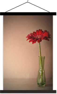 Produktbild von MuchoWow® Textilposter Blume - Vase - Stilleben 60x90 cm mit schwarzem Rahmen - Poster Wohnzimmer