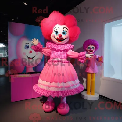 Produktbild von Maskottchenkostüm REDBROKOLY Rosa Clown mit Minikleid und Wickelrock