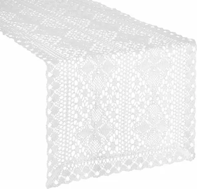 Produktbild von EUROFIRANY |Mitteldecke - Tischband - 40 x 180 cm - gehäkelter Tischläufer - weiß