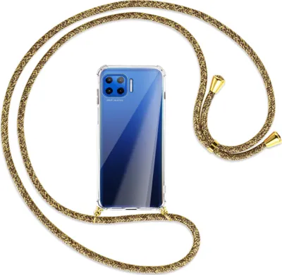 Produktbild von Handykette Backcover-Schutzhülle mit Band (Metall goldfarben) für Motorola Moto G 5G Plus - braun+beige