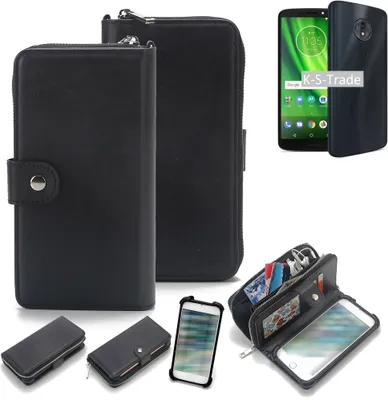 Produktbild von K-S-Trade 2in1 Handyhülle Schutzhülle kompatibel mit Motorola Moto G6 Play  & Portemonnee Cover Handy Hülle Case Etui Geldbörse Wallet Bookstyle