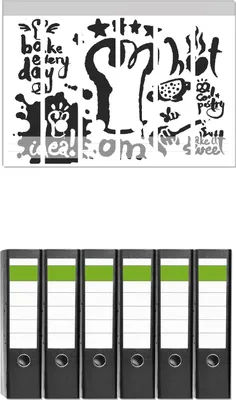 Produktbild von Wallario 6 Stück breite Ordner inkl. Klebeetiketten mit Motive Fröhliche Küchenzeit -  Set mit Rückenschildern / Ordnerrücken Stickern