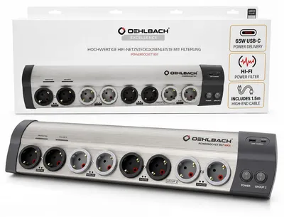 Imagen del producto de OEHLBACH Powersocket 907 MKII, para instalación interior, tipo F, cobre sin oxígeno, aluminio, plástico, color antracita, sección de 2,1 mm²