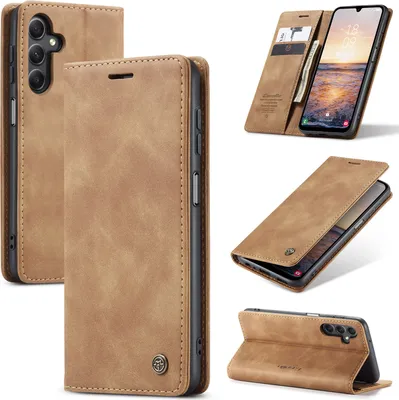 Produktbild von Galaxy A25 Hülle, Retro Kunstledertasche mit Standfunktion Schutzhülle für Samsung Galaxy A25 5G Braun