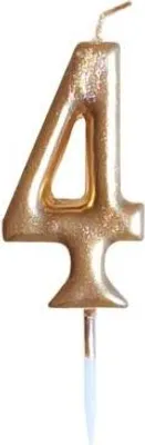 Produktbild von Metallische goldene Geburtstagskerze Nummer 4