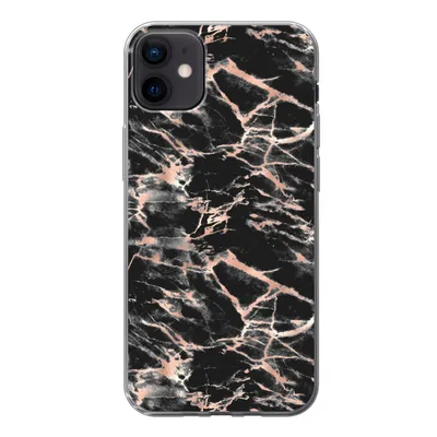 Produktbild von MuchoWow® Handyhülle Schutzhülle Hülle für iPhone 12 mini Roségold - Marmor - Muster - Schwarz Silikon Softcase Handy Hülle - Bild