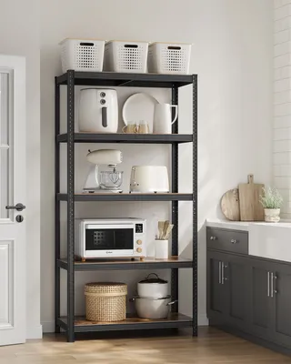 Produktbild von SONGMICS Standregal, Bücherregal, Lagerregal, 5 Ablagen, Küchenregal, Regal, 50 x 100 x 200 cm, bis 870 kg belastbar, verstellbare Ablagen, Industrie-Design, vintagebraun-schwarz GLR050B11