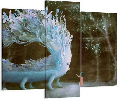 Produktbild von Bild auf Leinwand - Leinwandbild - 3 Teile - Monster Kind Fee - 130x100cm - Wand Bild - Wanddeko - Wandbilder - Leinwanddruck - Bilder - Wanddekoration - Leinwand bilder - Wandbild - CB130x100-4712