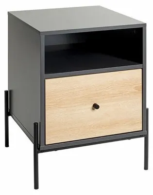 Produktbild von Azomor® Moderne Konsole Tisch aus Metall und MDF mit Eichenholz-Optik