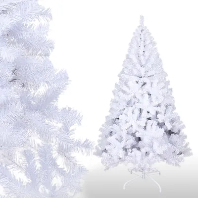 Produktbild von Clanmacy Weihnachtsbaum Weihnachts-Baum Christbaumständer Auswahl Beflockung Weiß 210cm