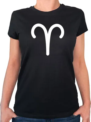 Produktbild von Huuraa Damen T-Shirt Widder Sternzeichen Zeichen L Black Bio Baumwolle Fairtrade Damenshirt Geschenkidee
