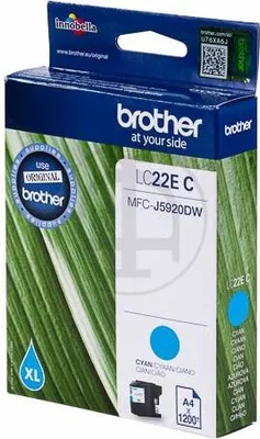 Zdjęcie produktu dla Brother LC22EC, Cyjan, 1 szt., 1200 stron(y), Jednopak
