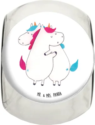 Produktbild von Mr. & Mrs. Panda Kaffeedose Einhörner Umarmen L 870ml - Weiß - Geschenk, keksglas, Einhorn, Vorratsdose, Geschwister, Frischhaltedose, Unicorn, Liebe, Vorratsbehälter