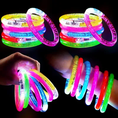 Produktbild von 12 Stück LED Leuchtarmbänder Blinkende Armbänder Bunt für Party, Für Nachtparty, Konzert, Kinderfeier