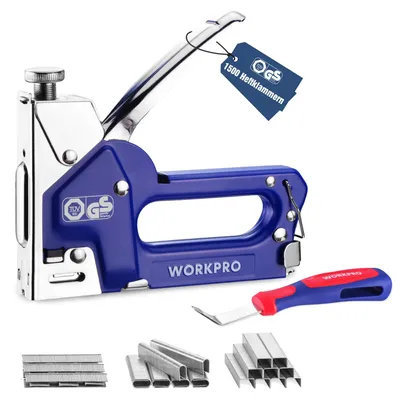 Image de WORKPRO Agrafeuse manuelle 3-en-1 pour bois, avec profondeur de fixation réglable