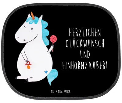 Produktbild von Mr. & Mrs. Panda Auto Sonnenschutz Einhorn Baby - Schwarz - Geschenk, Geburt, Autoscheiben, Einhörner, Sonnenblende, Scheibenschutz, Party, Unicorn, Geburtstag