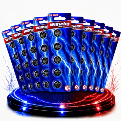 Produktbild von 50 x CR1220 WILHELM Blister Lithium Knopfzelle 3V 40mAh ø12x2,0mm Batterie DL1220, KI-generiertes Bild