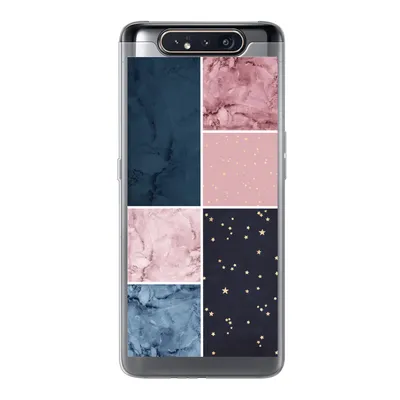 Produktbild von MuchoWow® Handyhülle Schutzhülle Hülle für Samsung Galaxy A80 Marmor - Rosa - Blau Silikon Softcase Handy Hülle - Schutzdeckel