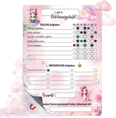 Produktbild von Belohnungstafel Kinder A4 magnetisch - Spielerisches Töpfchentraining und Alltagsroutinen mit Einhorn Design - Für strahlende Kinder und entspannte Eltern