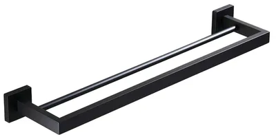 Obrázek produktu pro Dvojitá černá matná držák na ručníky - 60 cm - nástěnná montáž