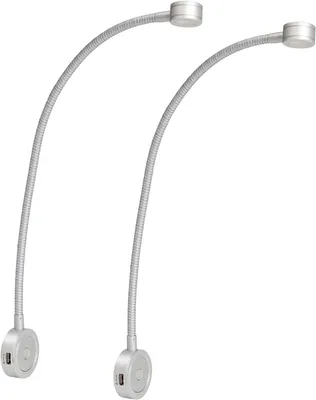 Image de Lampe de lecture - Lampe de chevet - Éclairage d'ambiance - Double port USB - Lot de 2 - Noir