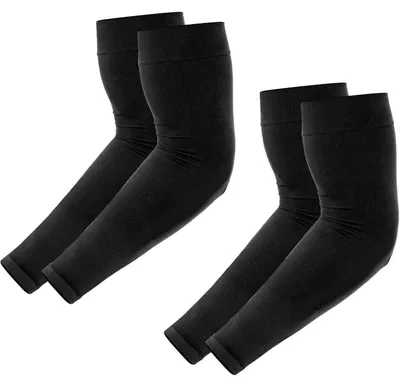 Productafbeelding van Armwarmers, dames, heren, jeugd, UV-bescherming, bedekking voor tatoeages, verkoelend, compressie, maat L, 2 stuks, zwart